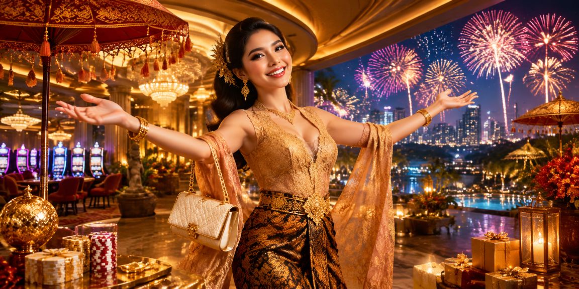Suasana festival betting dengan keramaian dan dekorasi warna-warni yang meriah